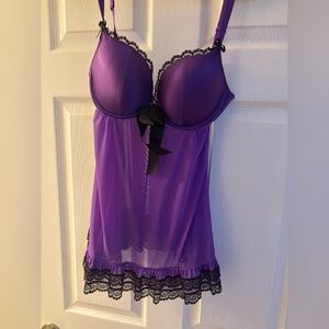 Elegant Purple Lace Babydoll Lingerie